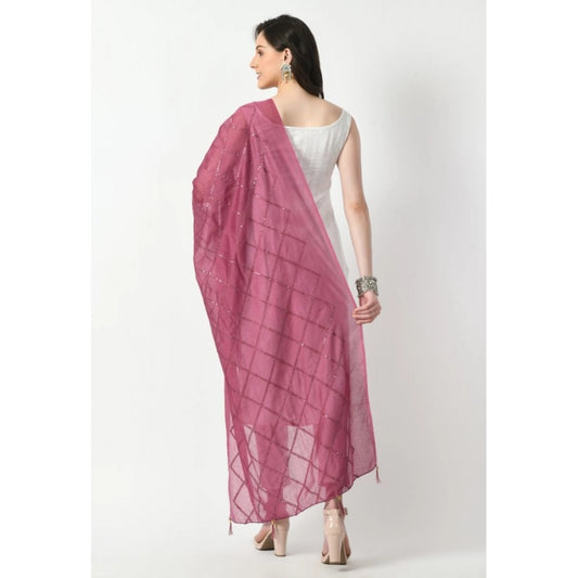 Generic Women's Chanderi Self Design Dupatta (Levender, Length: Free Size)