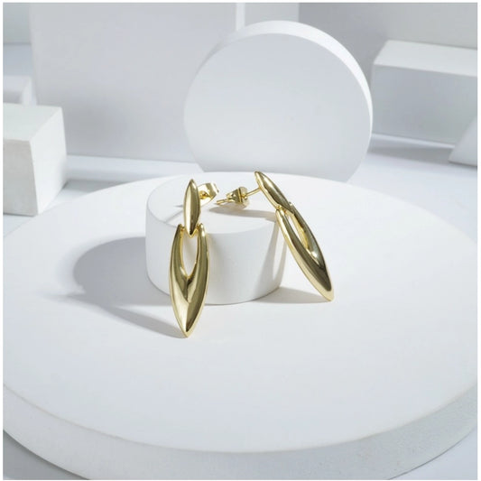 Generic Women's brassNew Gold Tone Polish Mini Office Earrings (Gold Plated)