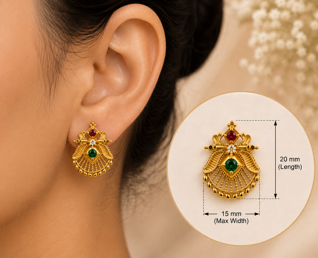 Premium Gold-plated Brass Stud earrings for Women and Girls