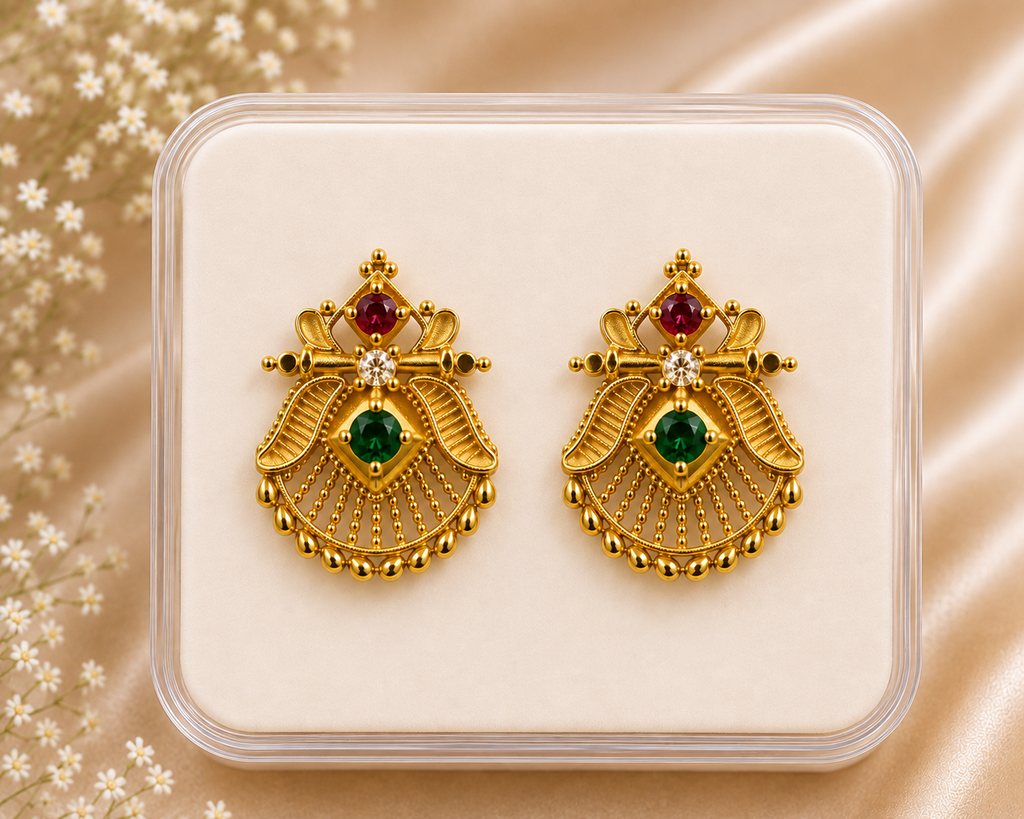 Premium Gold-plated Brass Stud earrings for Women and Girls