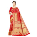 Generic Women's Banarasi silk Saree with Blouse (Red, 5-6mtr)