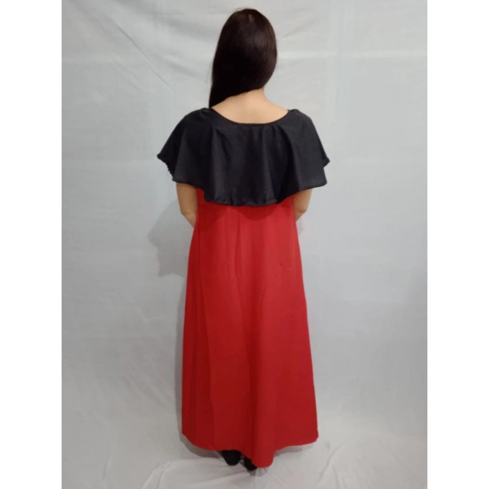 Generic Women's Casual Crepe Cape Sleeve Dress (Black)