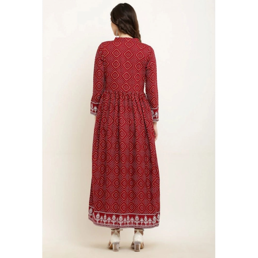 Generic Women's Casual Rayon Full sleeve Kurti (Maroon)