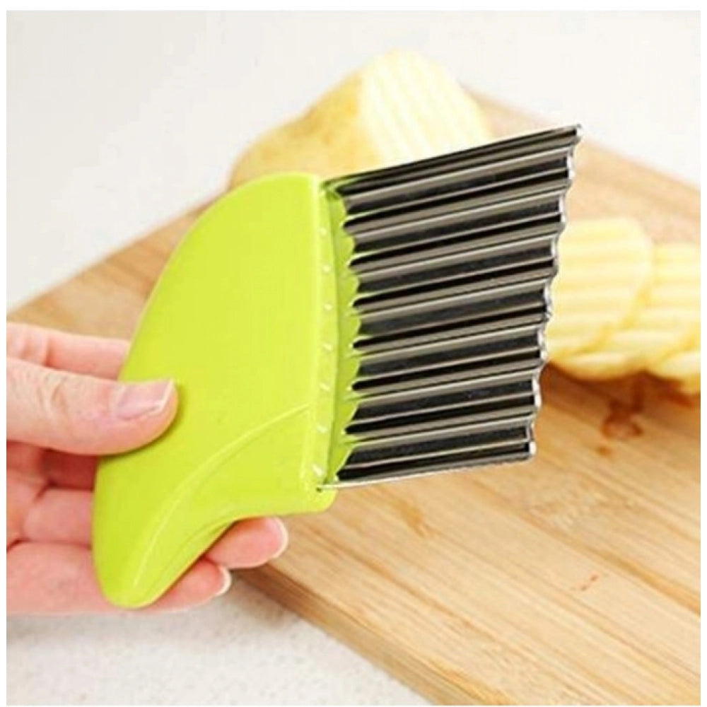 Generic Pack Of_5 Wave Shape Stainless Steel Potato Cutter And Slicer – (Color: Assorted )