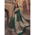 Generic Women's Art Silk Printed Saree With Unstitched Blouse 5.5Mtr (Green)