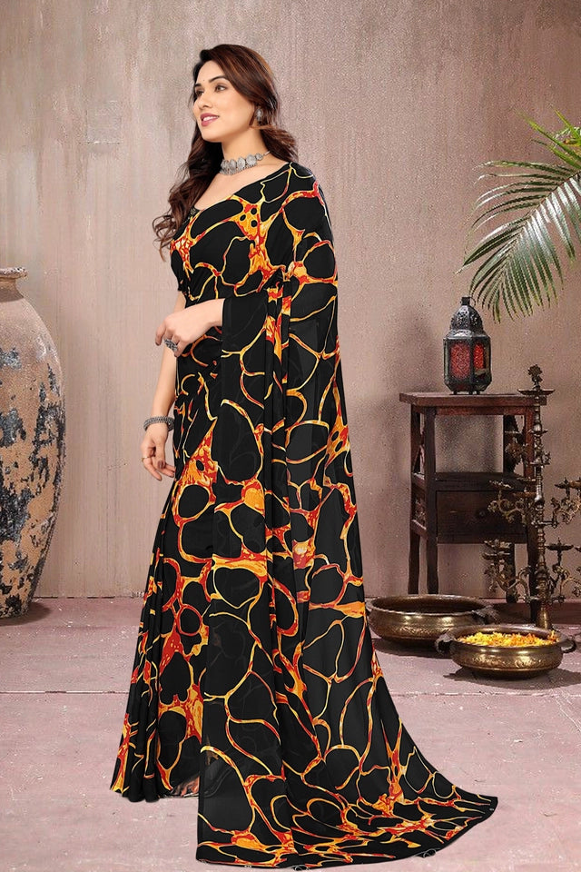 Tie and Dye Poly Georgette Leheriya Saree