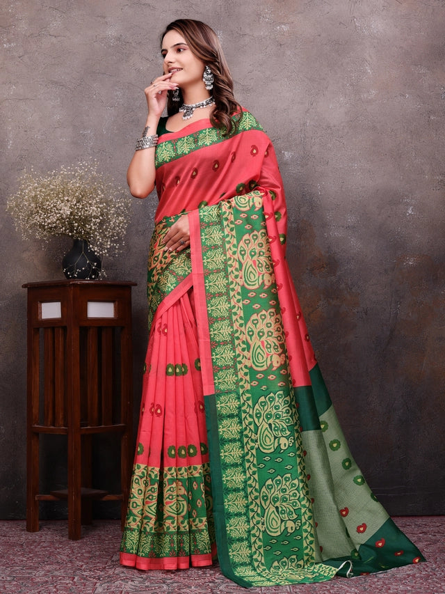 Printed Daily Wear Georgette Saree (Peach)