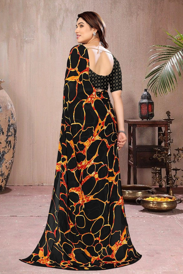 Tie and Dye Poly Georgette Leheriya Saree